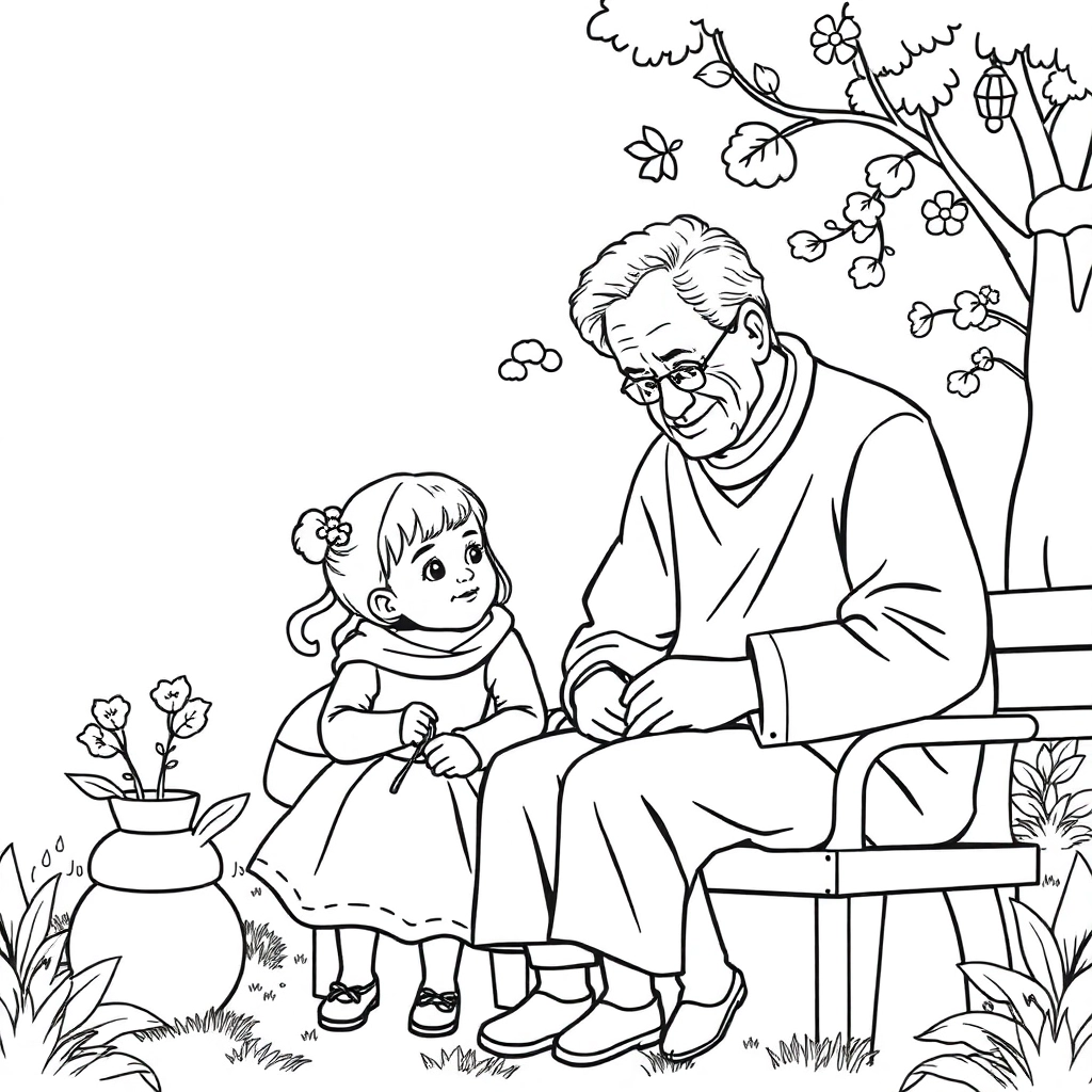 children going hometown visiting grandparents صفحات التلوين