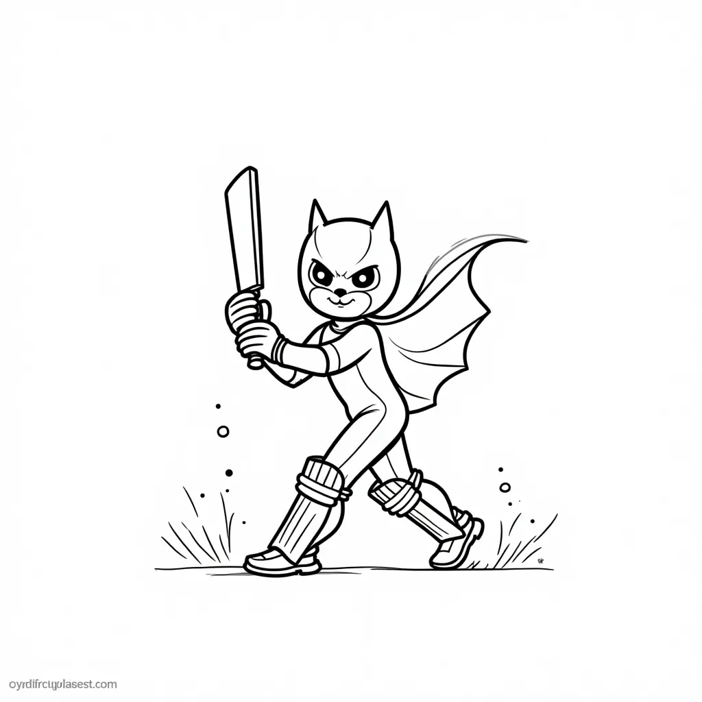 Batman playing cricket coloring pages