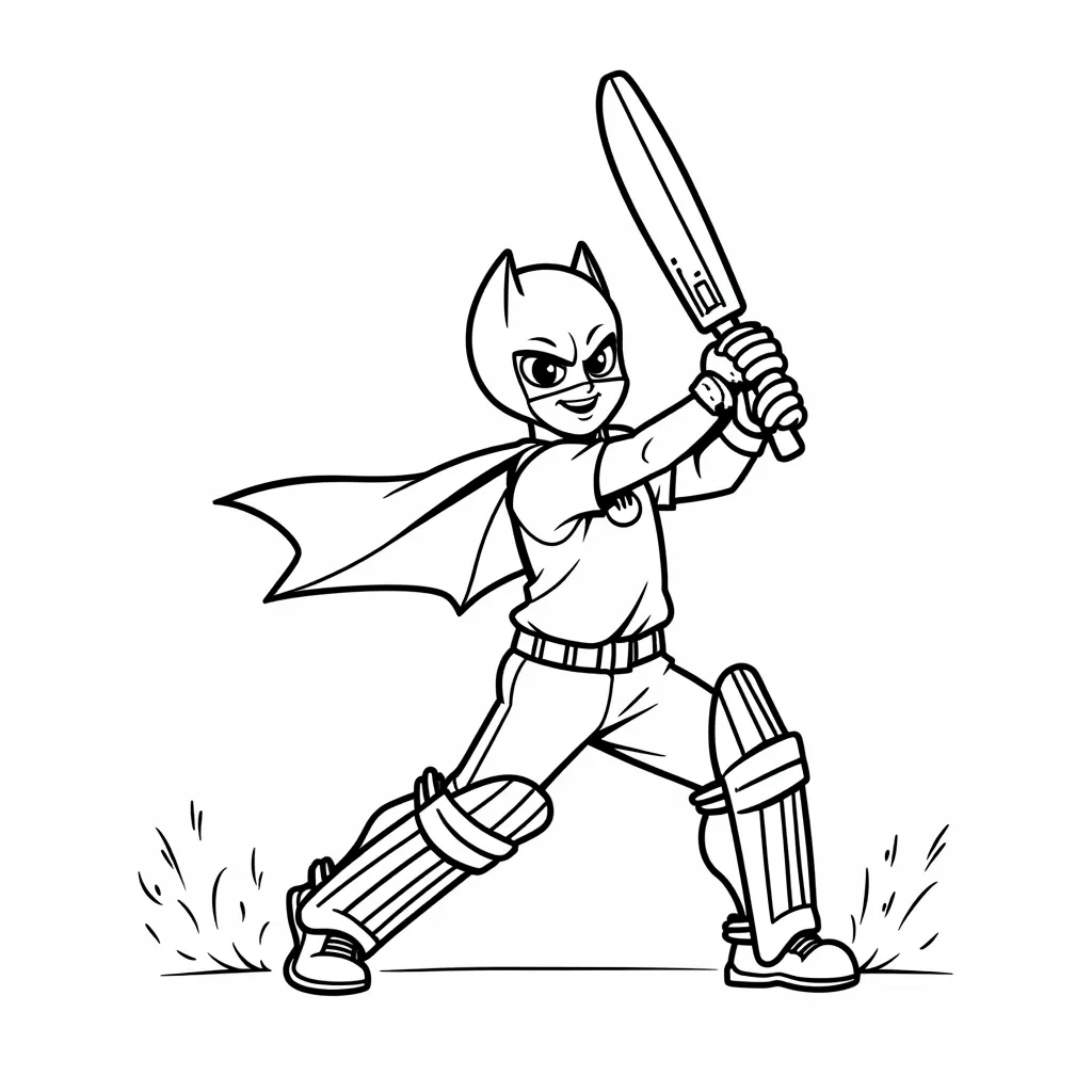 Batman playing cricket coloring pages