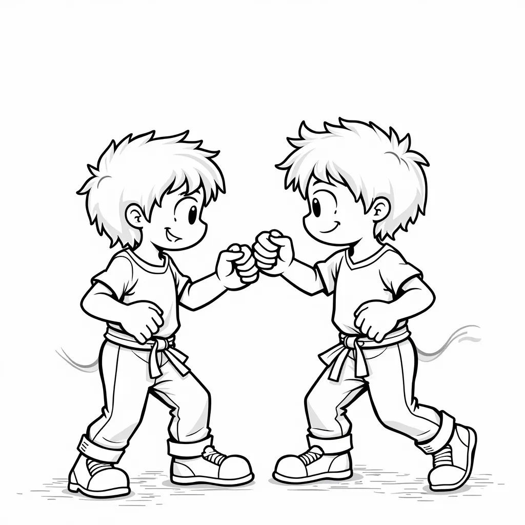 two kids fight coloring pages