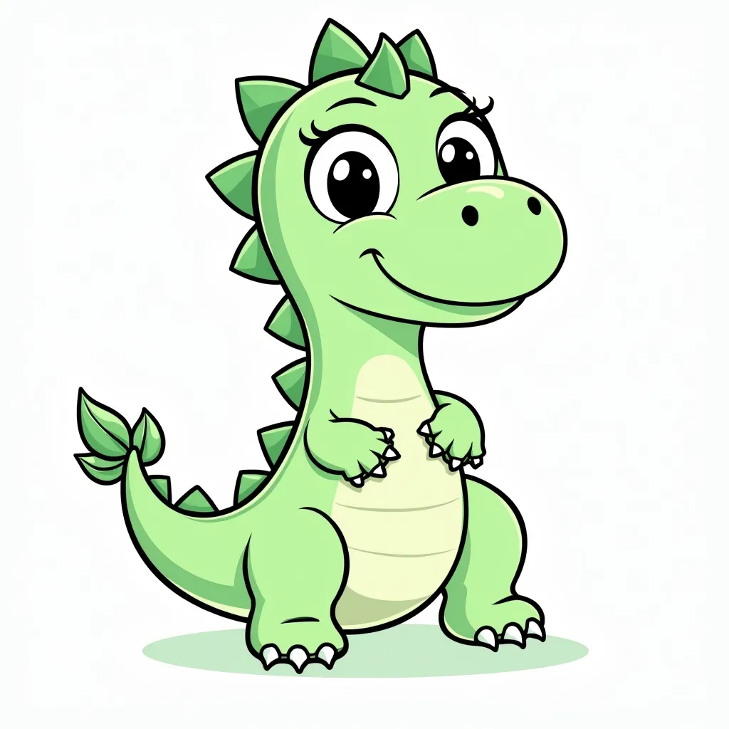 A cute green dinosaur with big eyes coloring pages