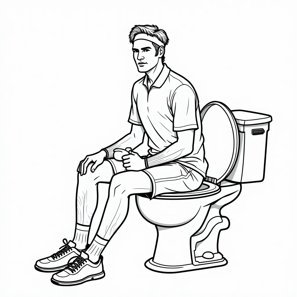 Roger Federer sitting on toilet coloring pages