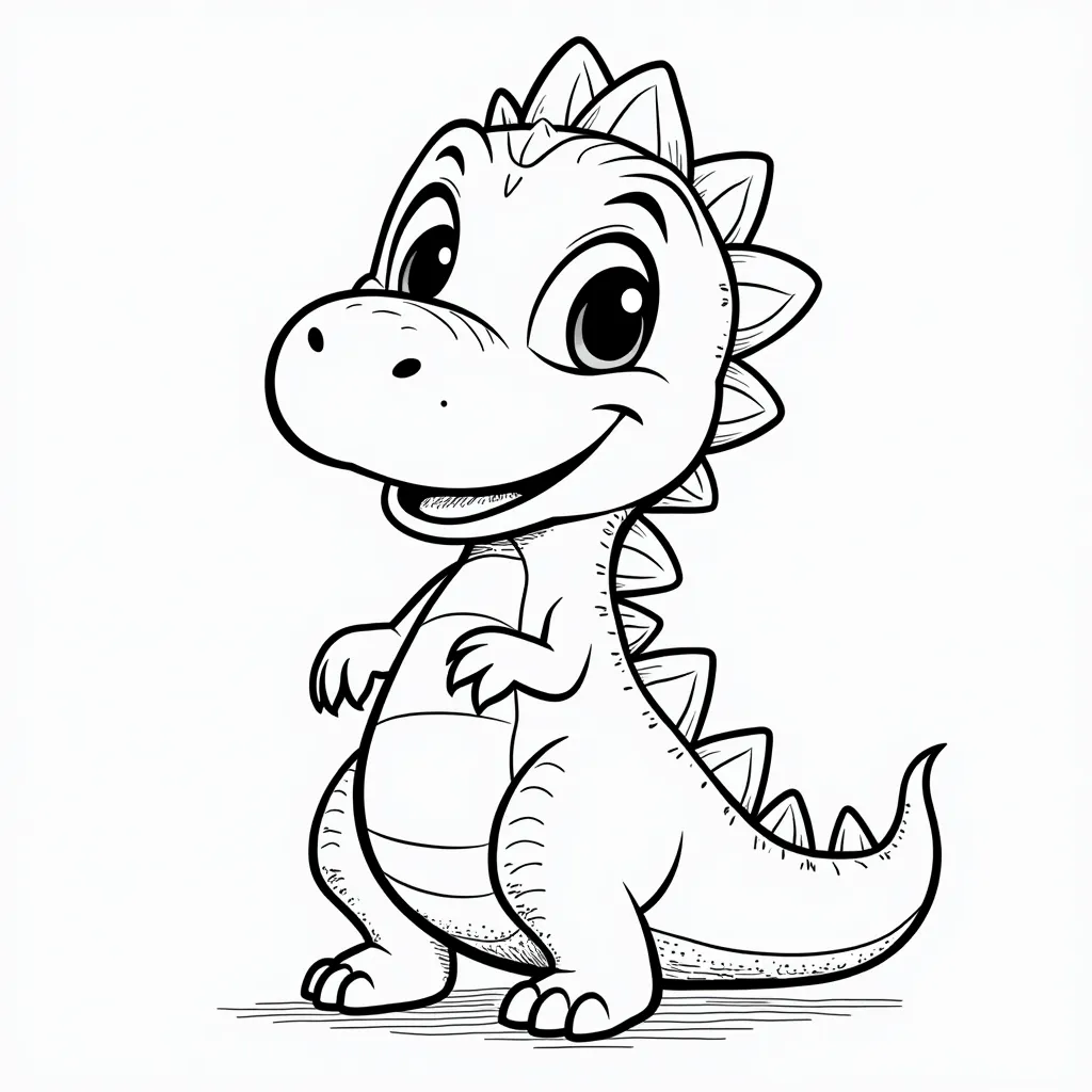 A cute dinosaur with big eyes form Nintendo coloring pages