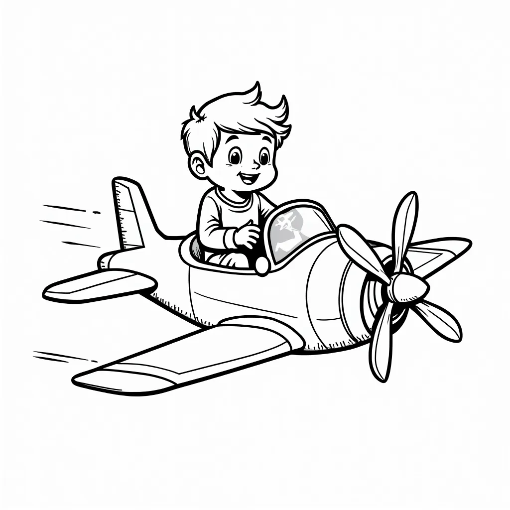 a man ride aircraft coloring pages