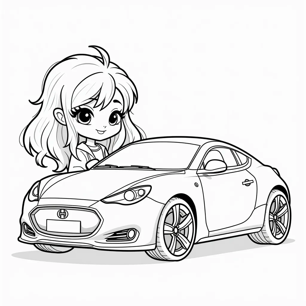 xiaomi su7 car with the beaty and has girl coloring pages