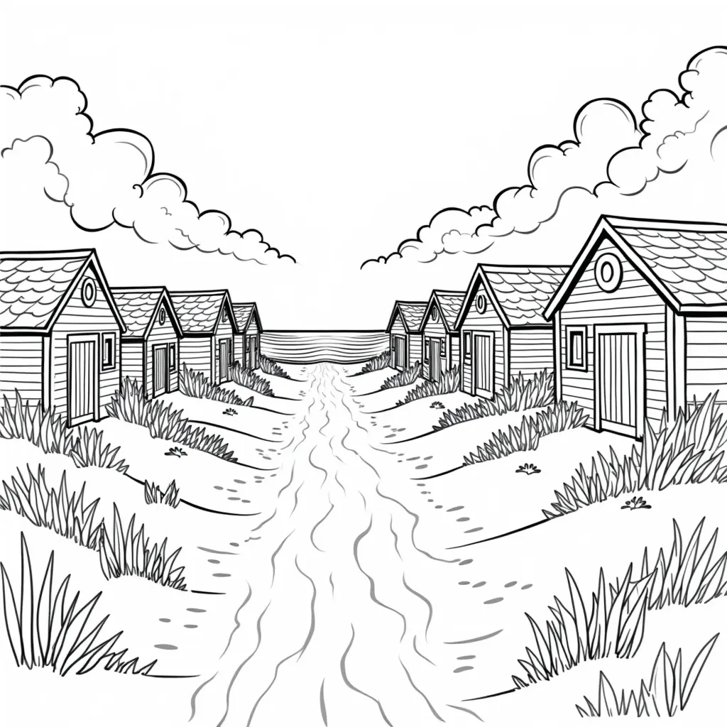 10000 houses running in the beach coloring pages