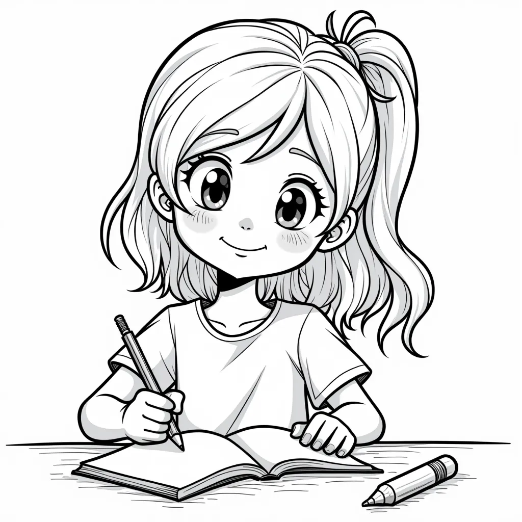 a girl who draws a picture coloring pages