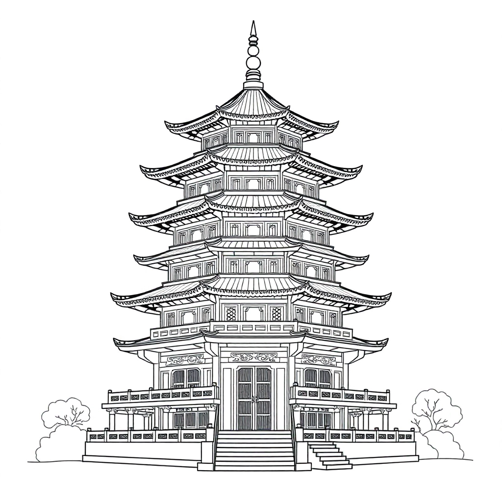 中国应县木塔 صفحات التلوين
