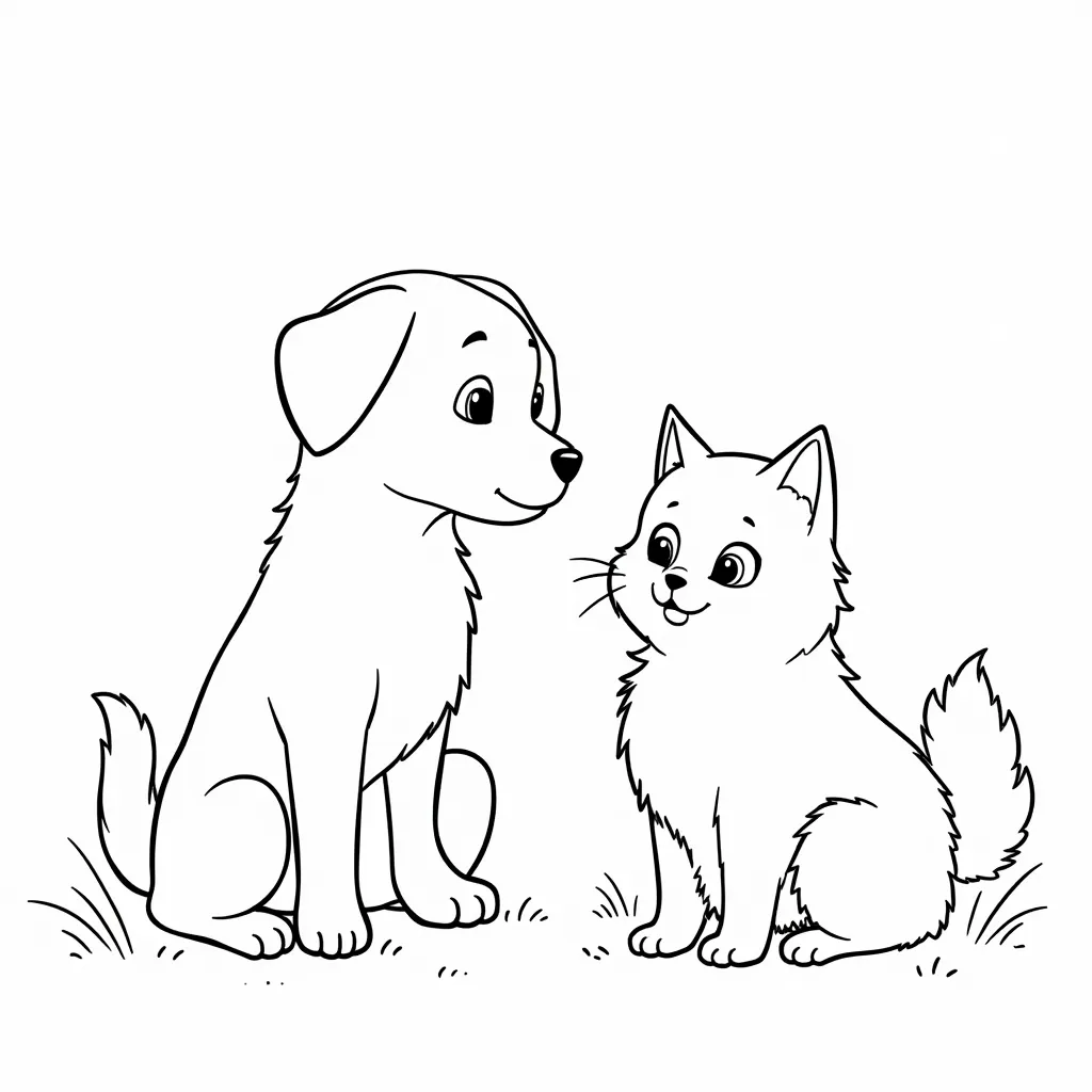 dog and cat coloring pages