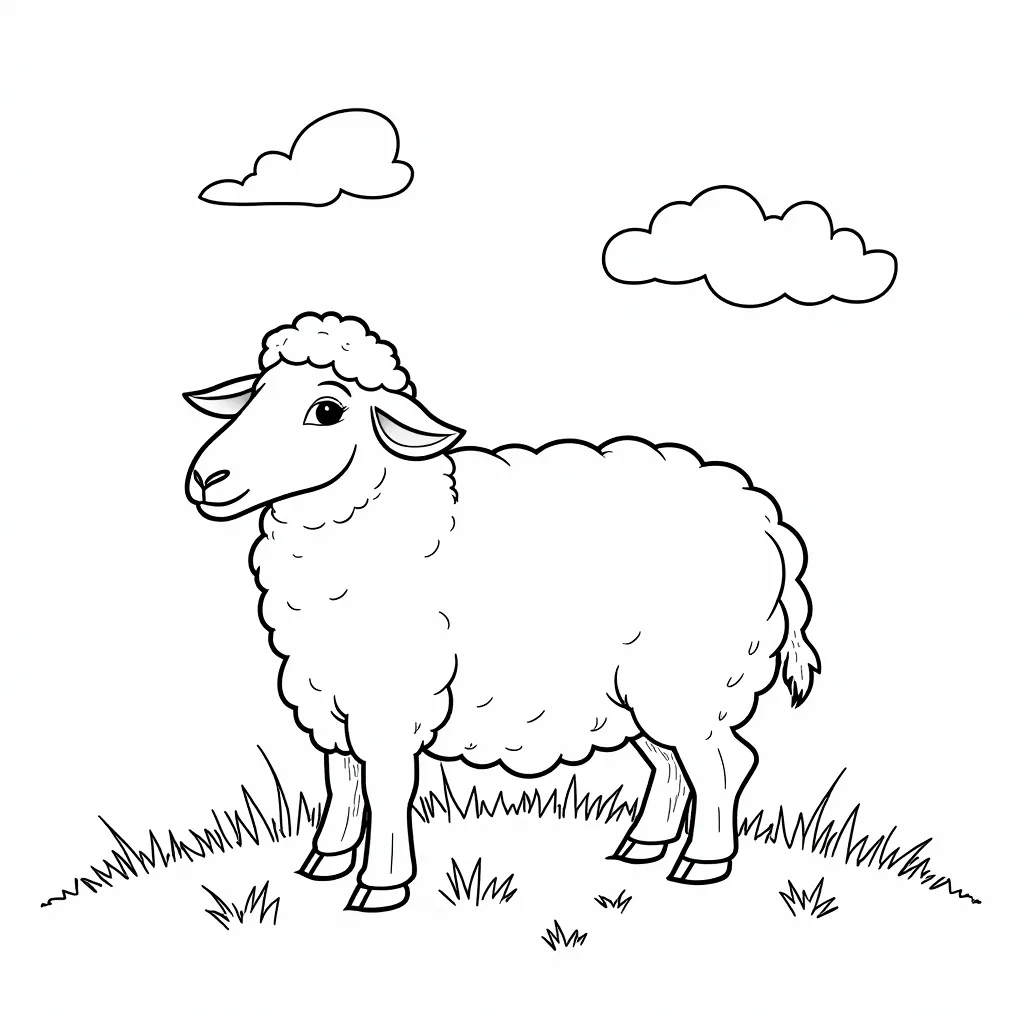 Sheep under the blue sky coloring pages