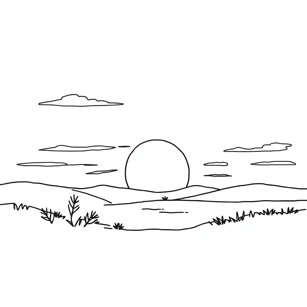 夕阳 صفحات التلوين