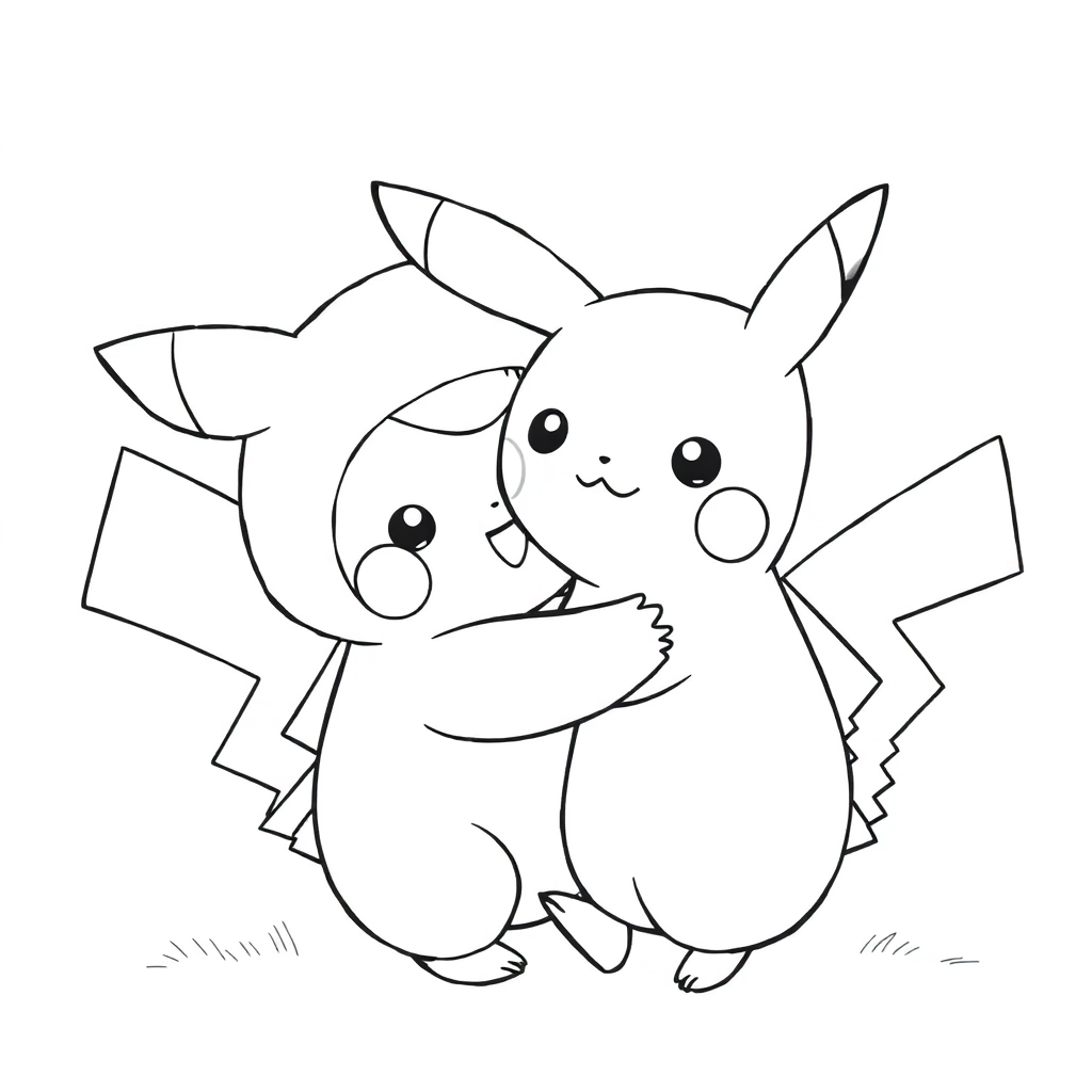 Pochama and pikachu hugging صفحات التلوين