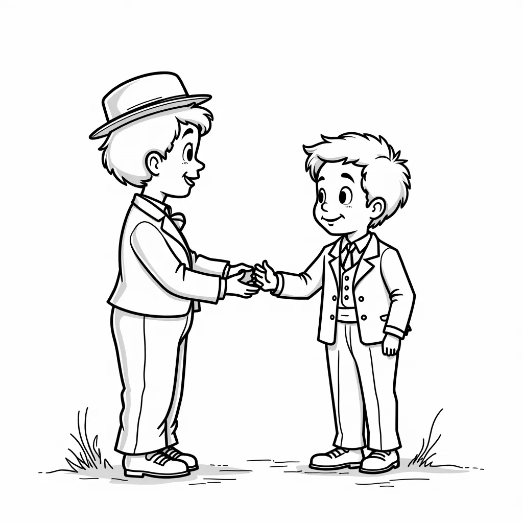 Charlie Chaplin play with child coloring pages