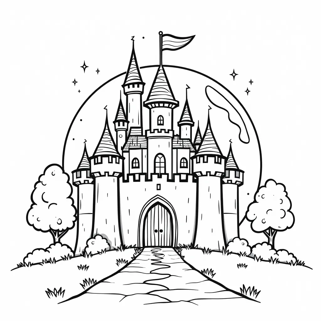 castle in magic ball coloring pages