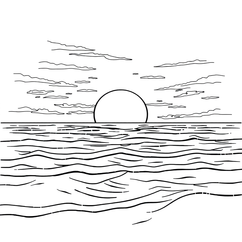 Sunset on the ocean صفحات التلوين