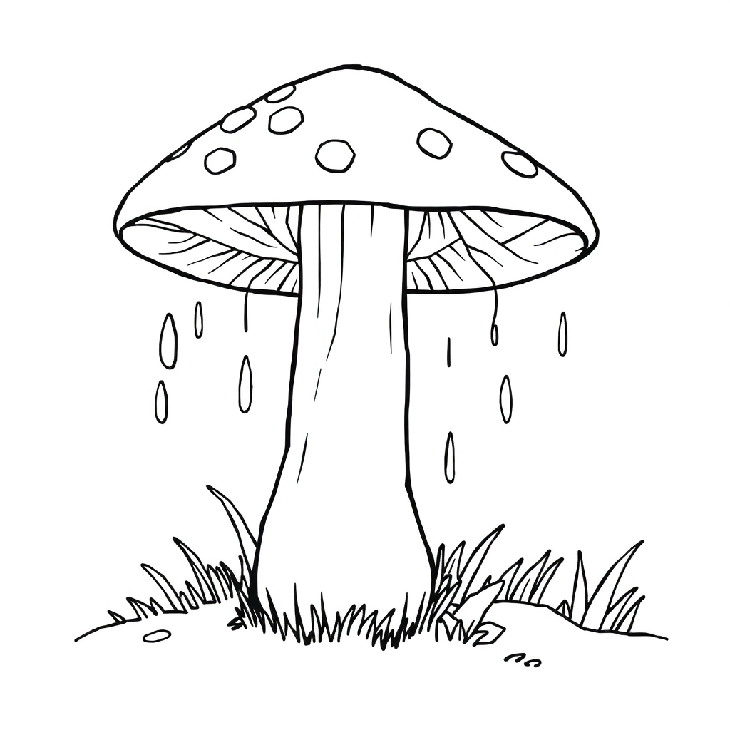 a mushroom in the rain صفحات التلوين
