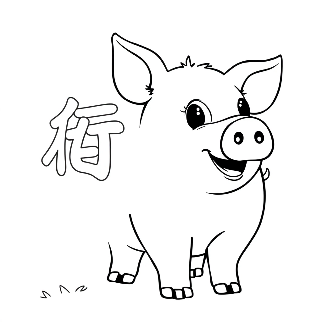 帮我弄一个猪背上写孙字的视频 صفحات التلوين