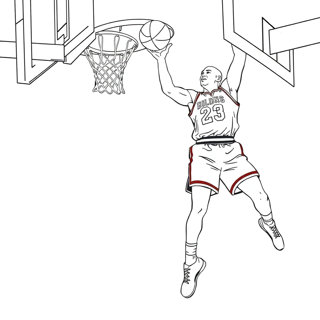 Michael Jordan Dunk at the free throw line صفحات التلوين