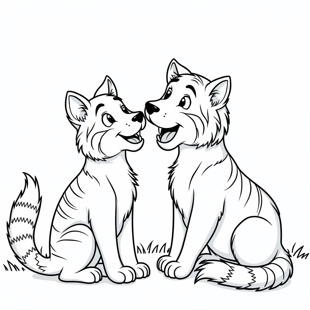 Fox and tiger together life coloring pages