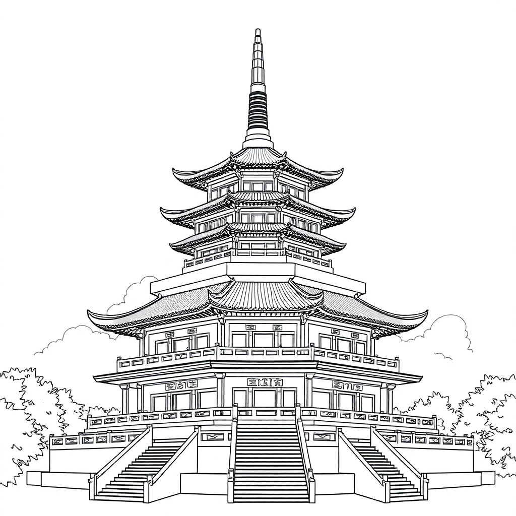 大雁塔 Páginas para Colorear