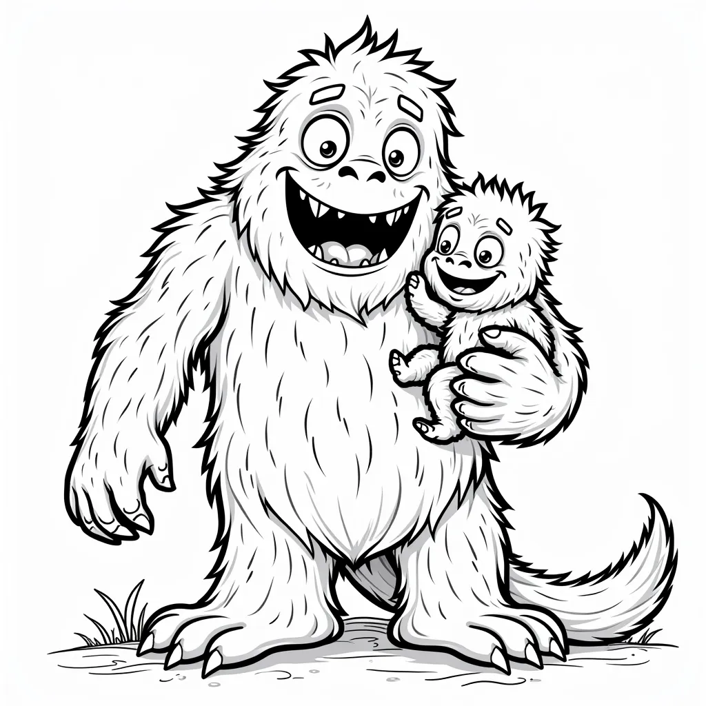 tree monster with his baby coloring pages