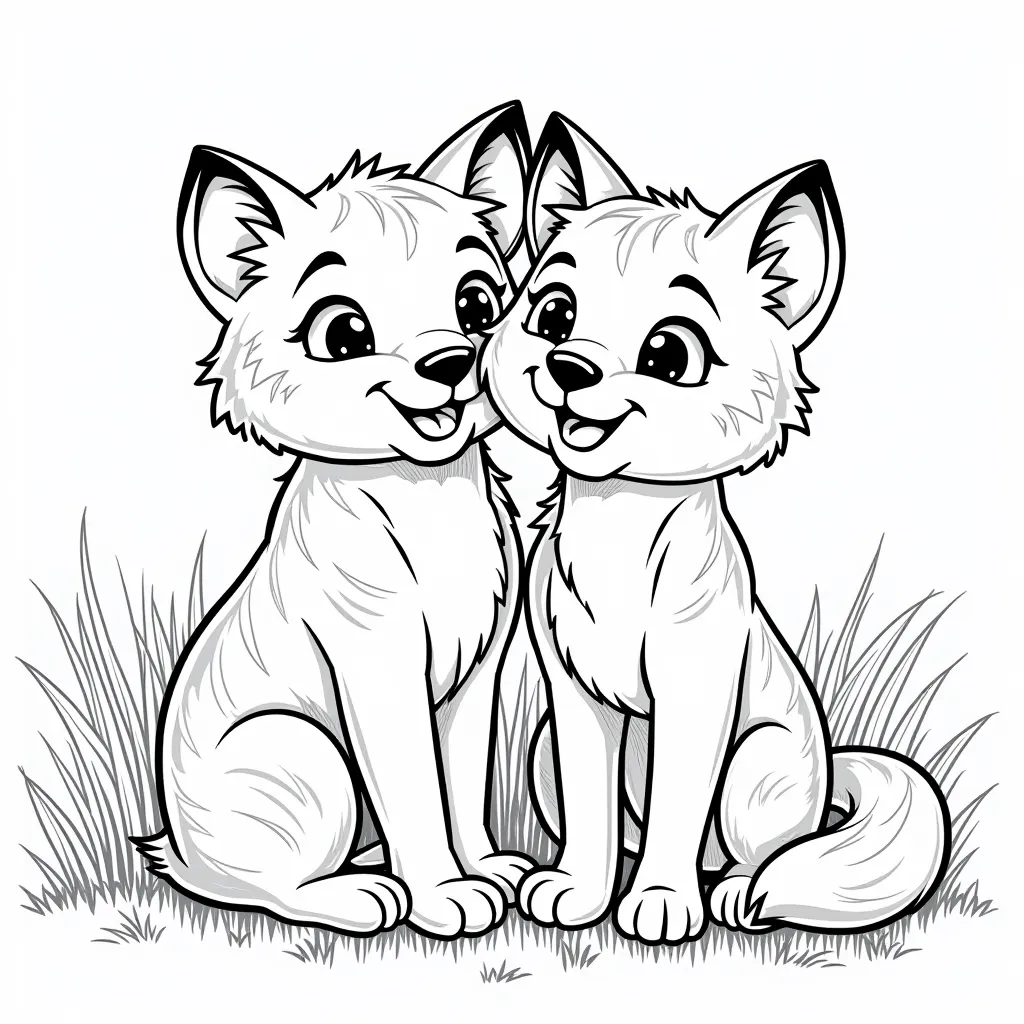 Fox and tiger together life in grasslands  coloring pages