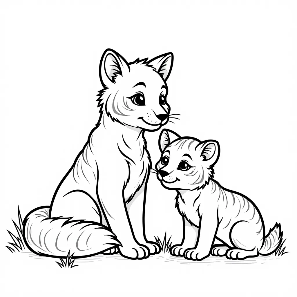 Fox and tiger together life in grasslands  coloring pages