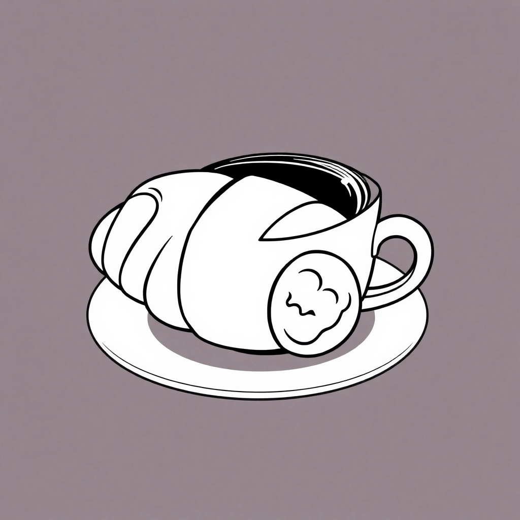 coffee with croissant صفحات التلوين