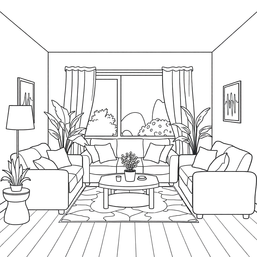 living room صفحات التلوين