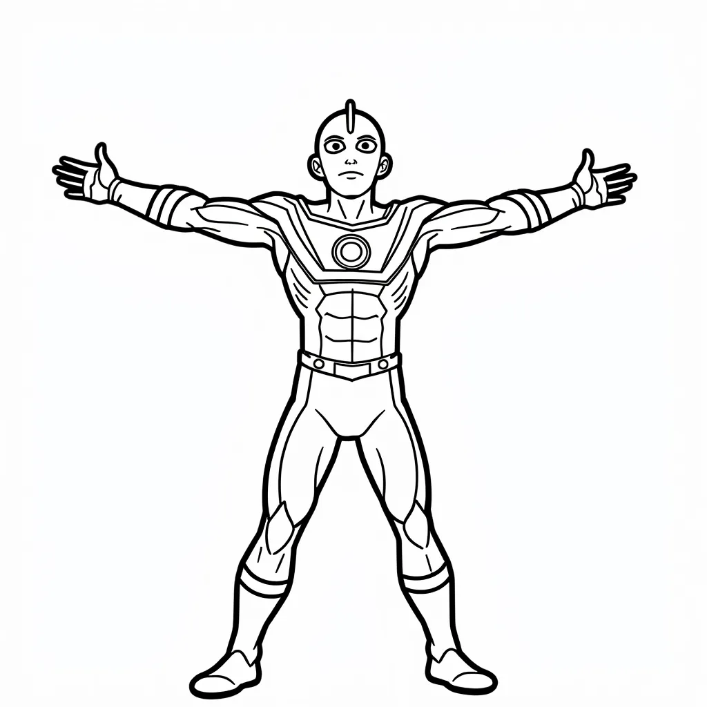 ultraman  looking up and extends his arms horizontally coloring pages