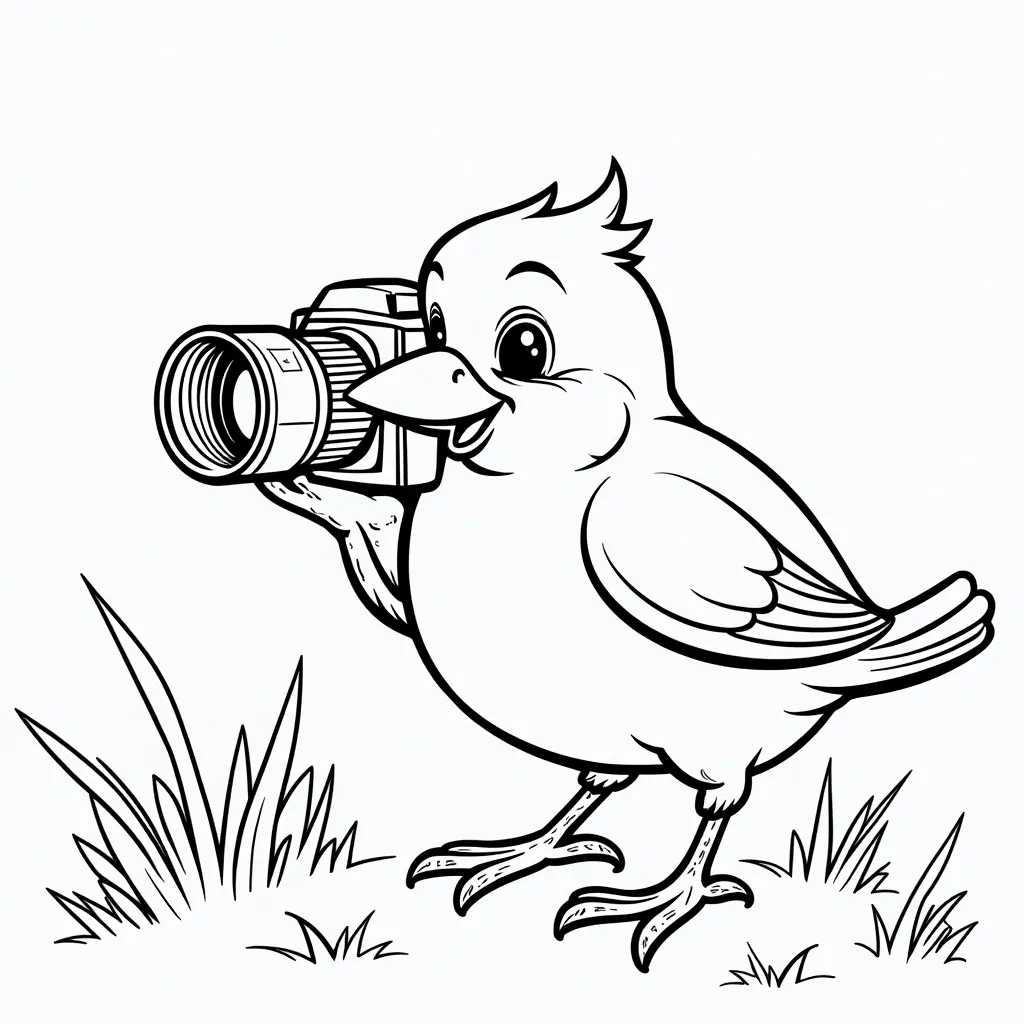 Bird photographer with om system camera coloring pages