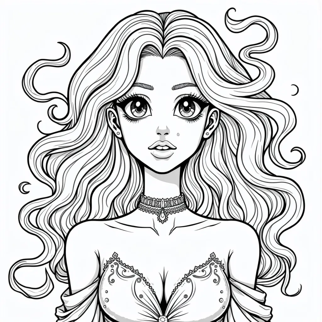 动漫的美杜莎女王 coloring pages