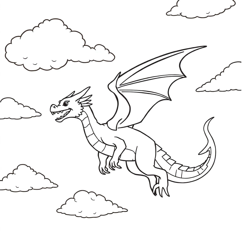 Chinese Dragon in sky صفحات التلوين
