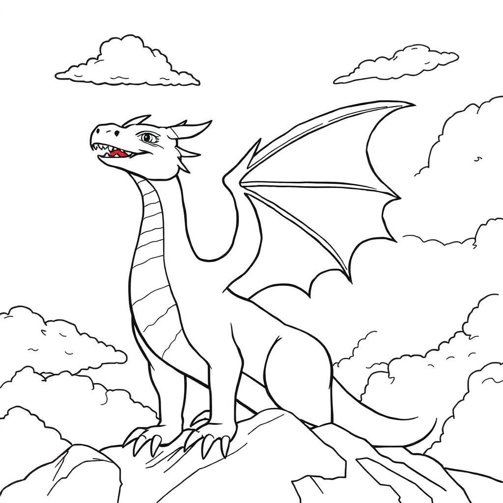  Dragon in sky صفحات التلوين