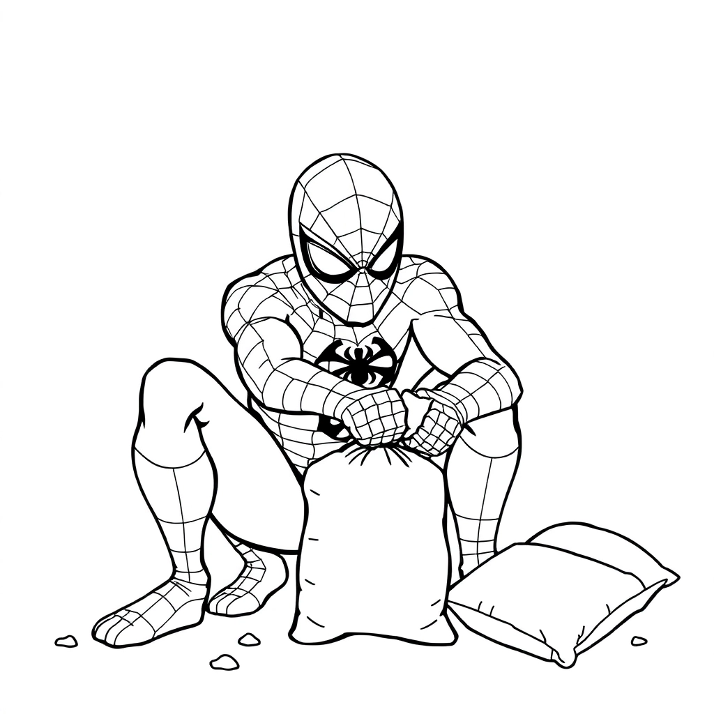 Spiderman throws sandbags Páginas para Colorear