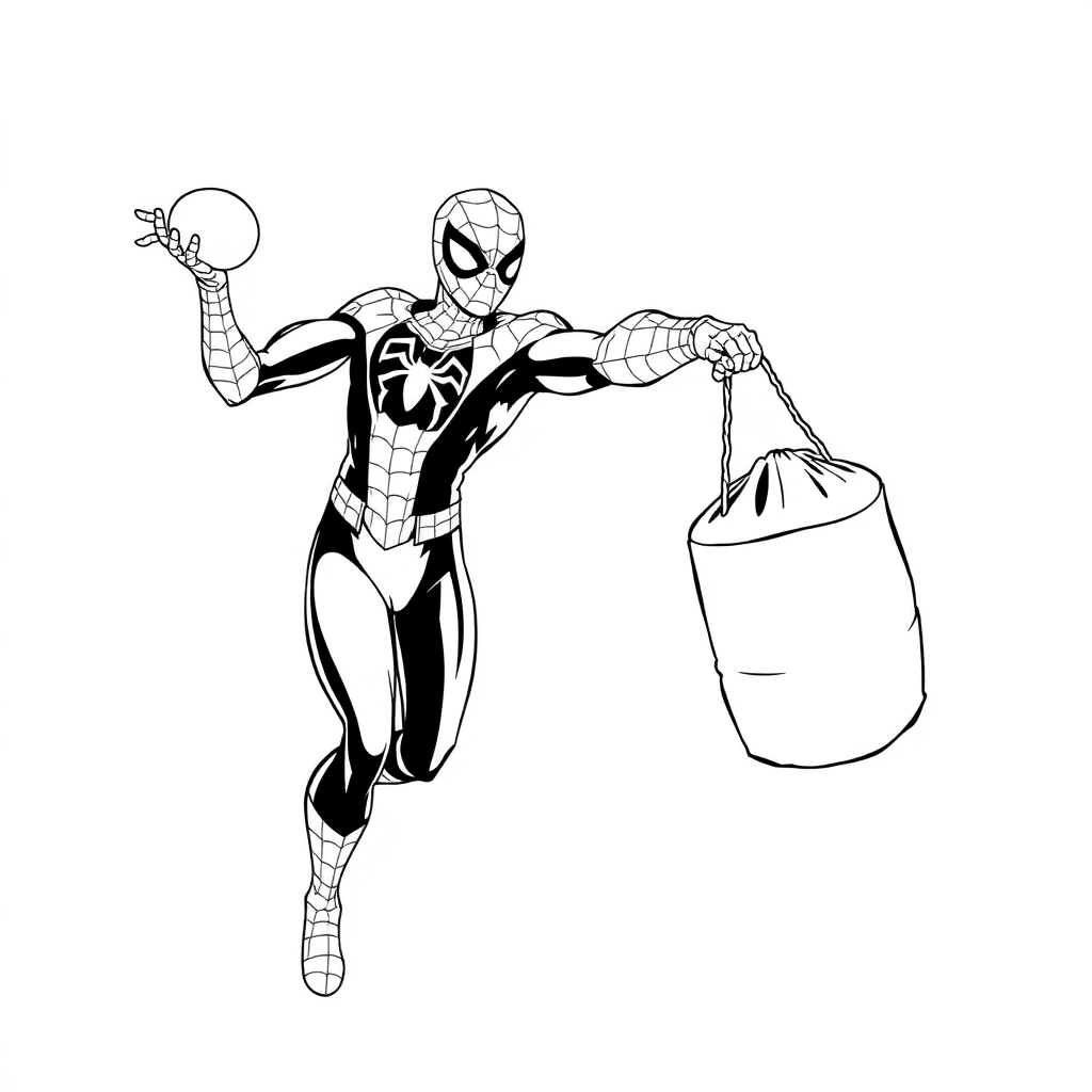 Spiderman throws the small sandbag Páginas para Colorear