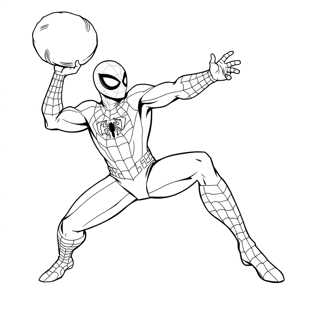 Spiderman throws the small sandbag Páginas para Colorear