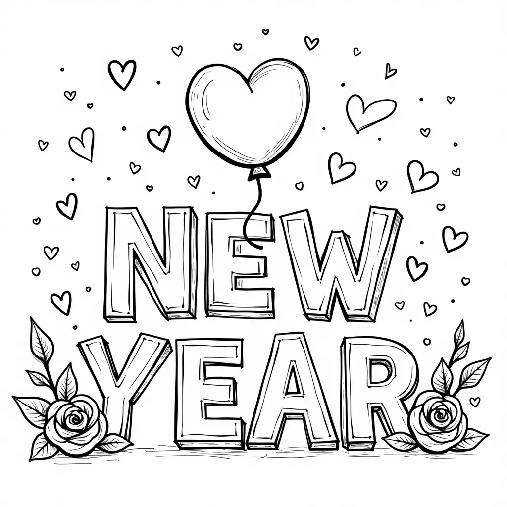 happy new year coloring pages