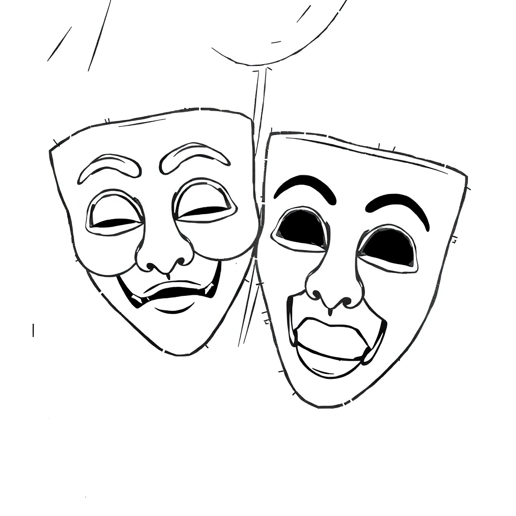 simple theater masks صفحات التلوين