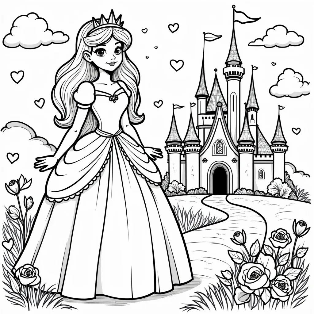 princess and castle coloring pages