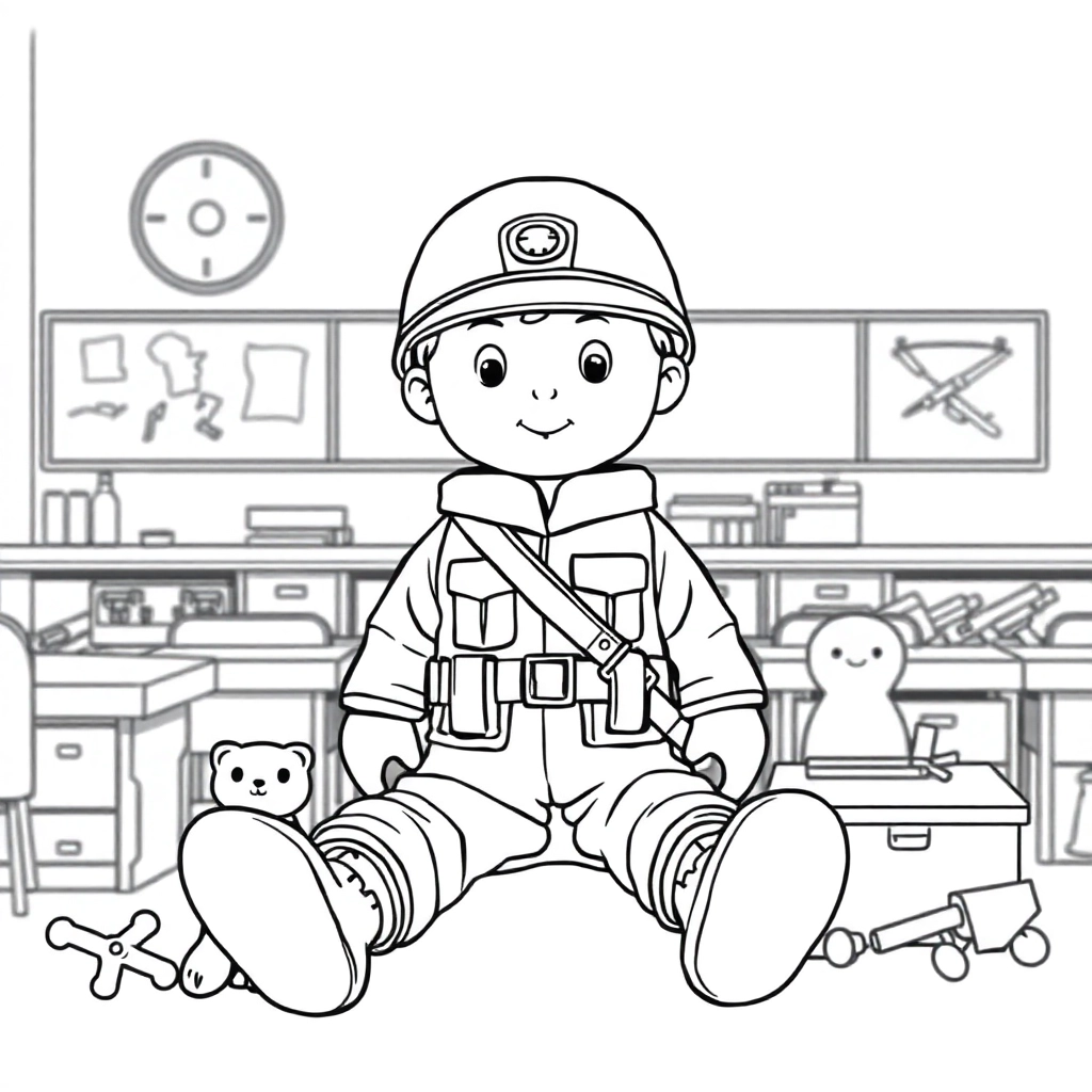 The soldier doll is organizing the toys in the childrens classroom صفحات التلوين
