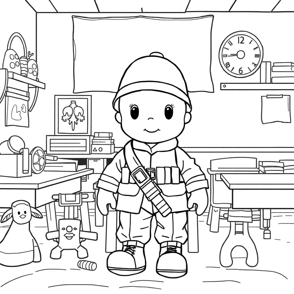 The soldier doll is organizing the toys in the childrens classroom صفحات التلوين