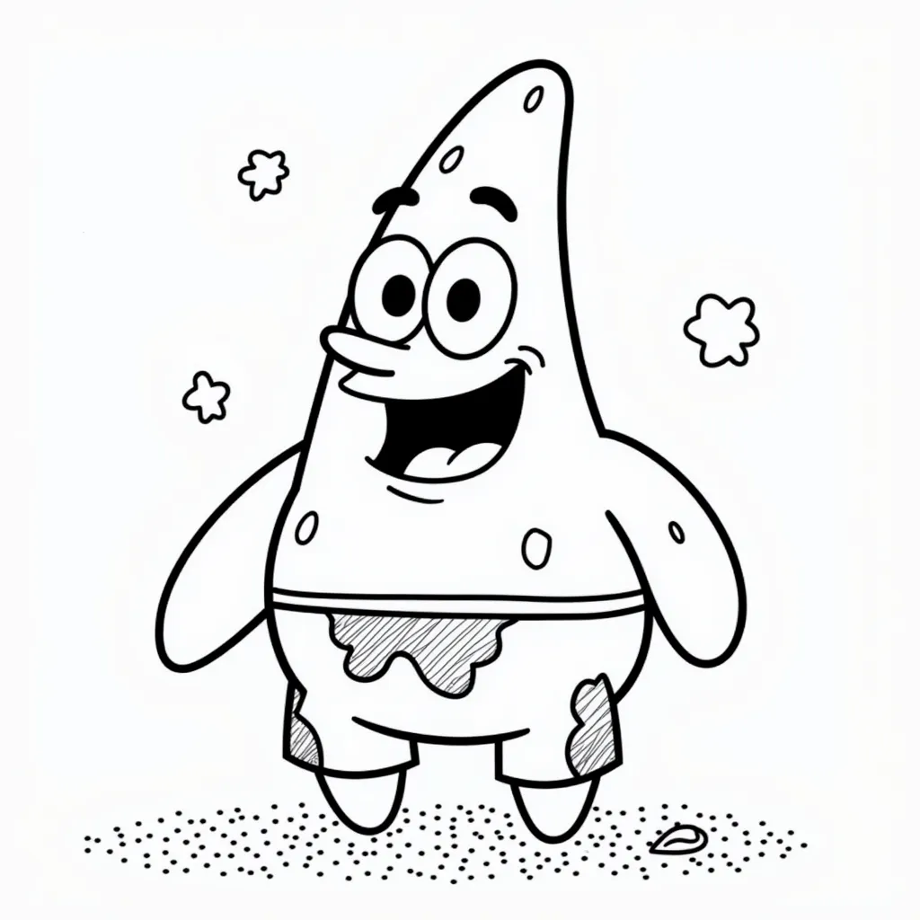 Patrick from SpongeBob Squarepants cute coloring pages