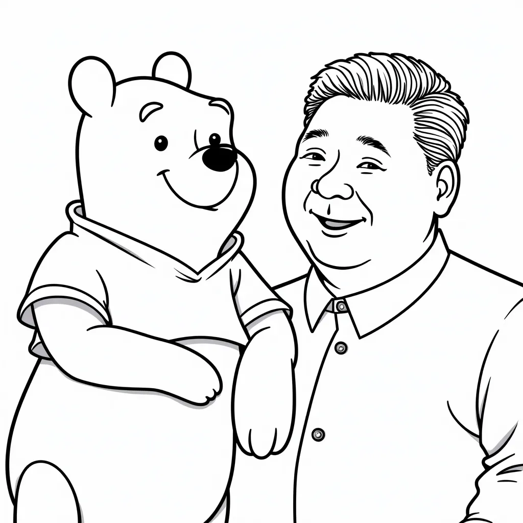 小熊维尼与习近平画像 coloring pages