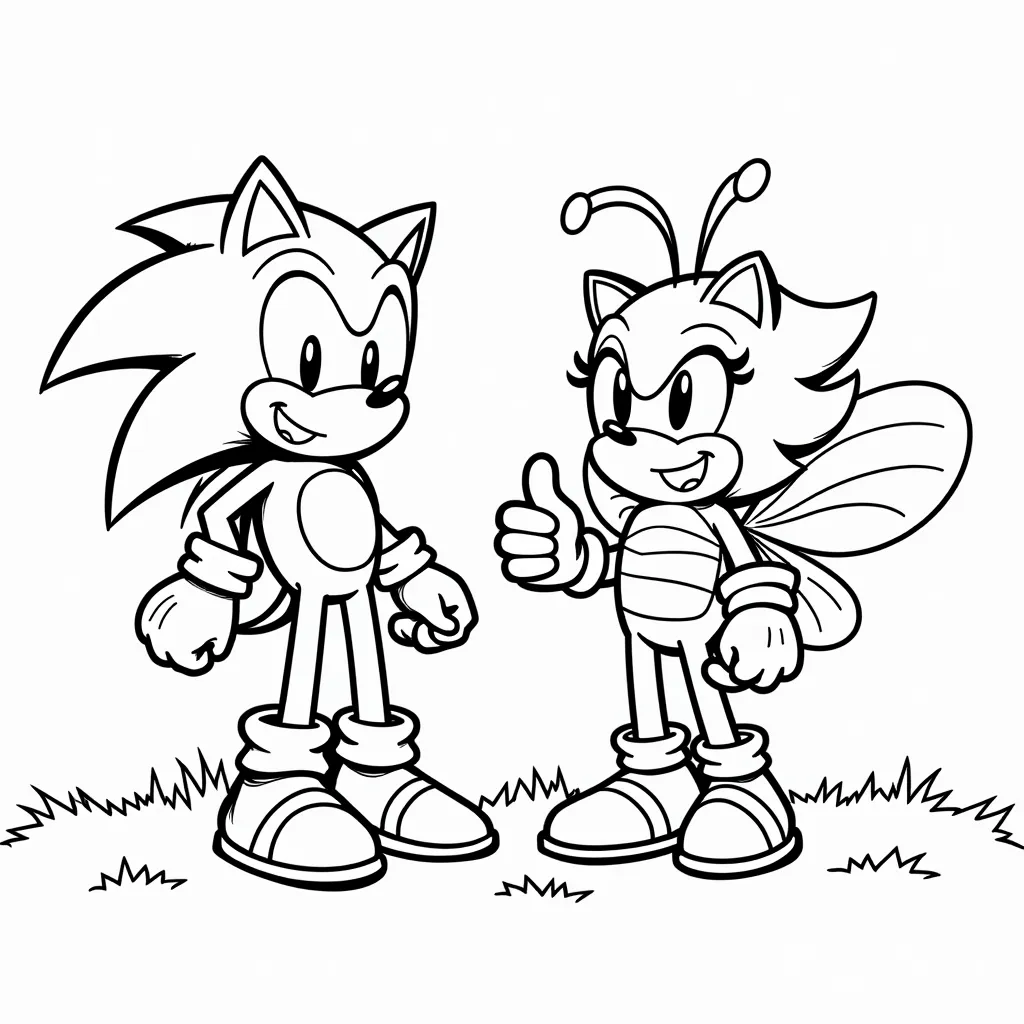 sonic and buble bee coloring pages