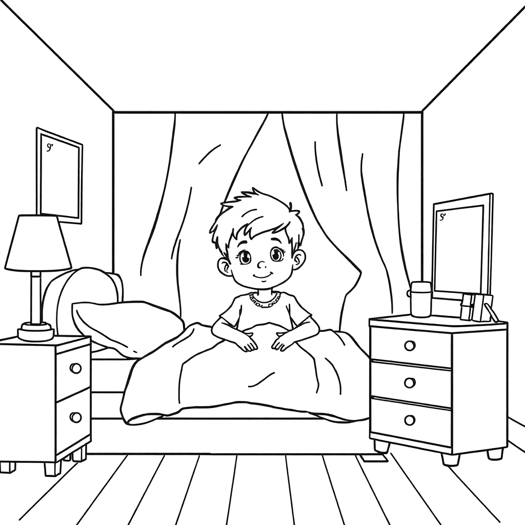 a boy's bedroom صفحات التلوين