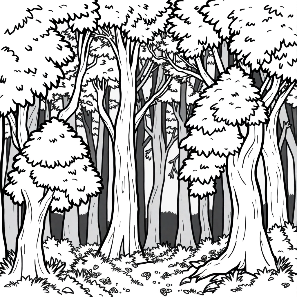 A diverse forest صفحات التلوين