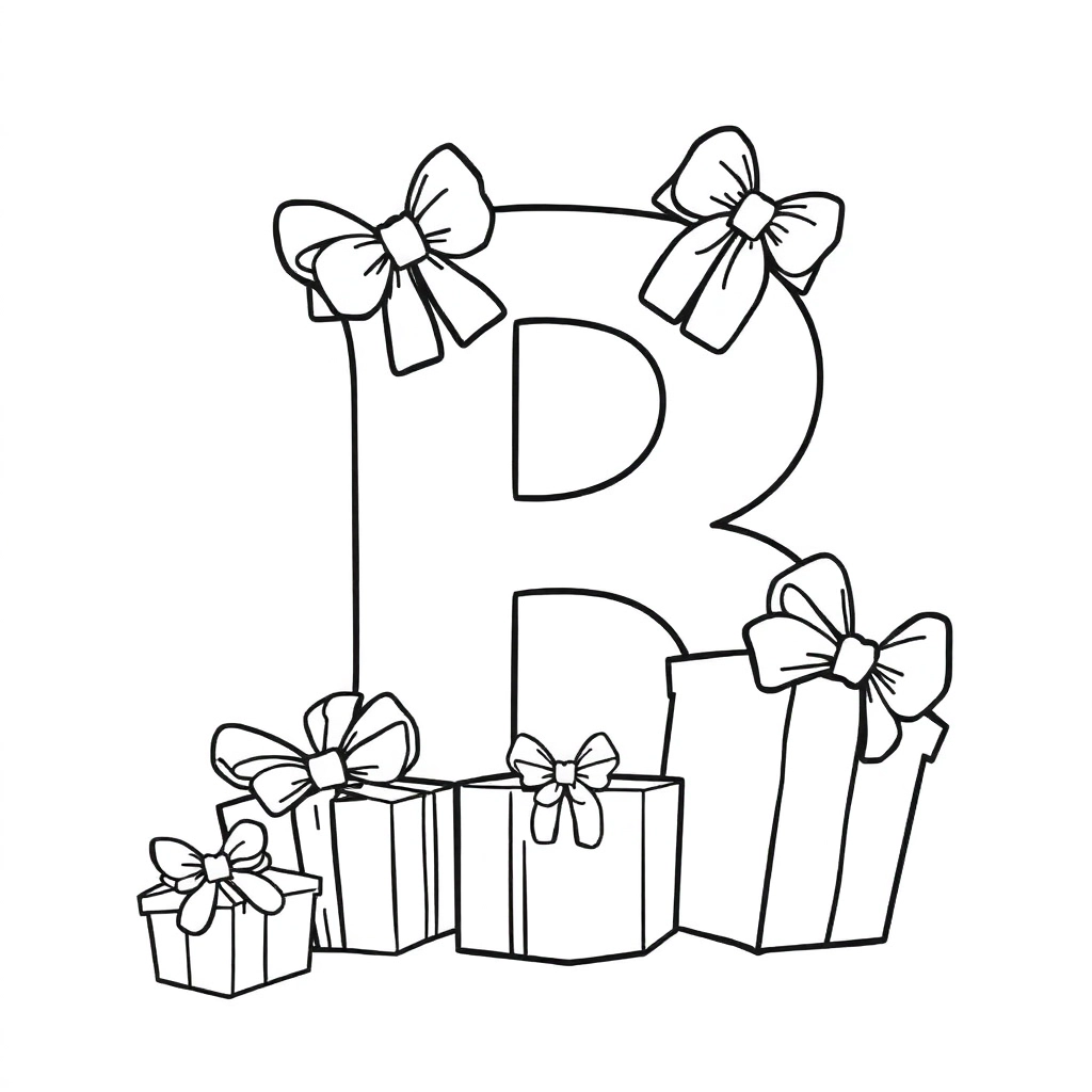 The letter B with a lot of girl's gifts صفحات التلوين