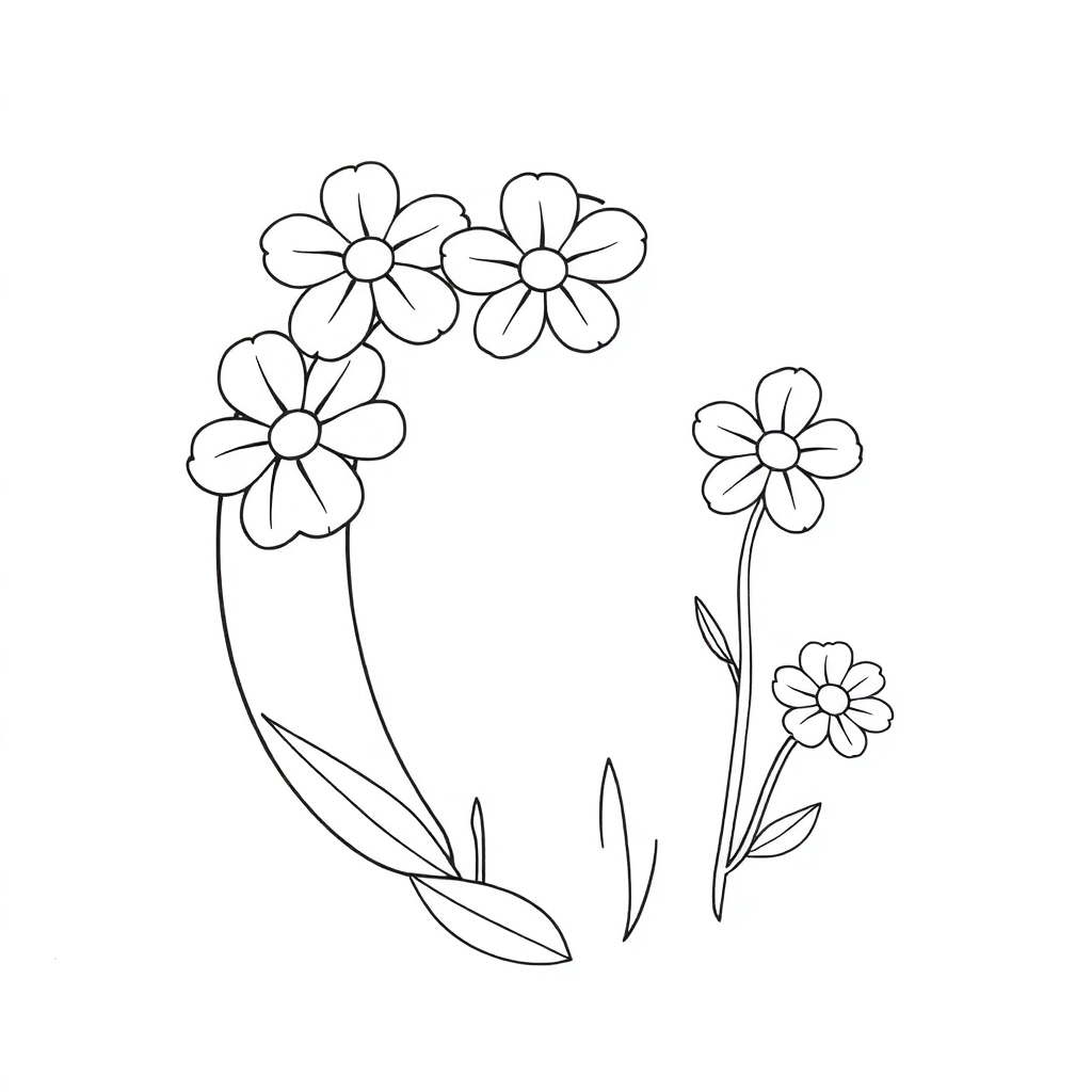 The letter C with a lot of flowers صفحات التلوين