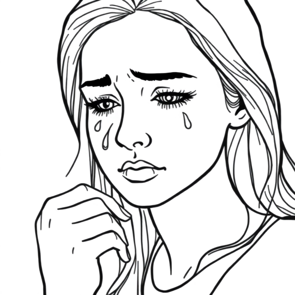 امرأة مراهقة تبكي